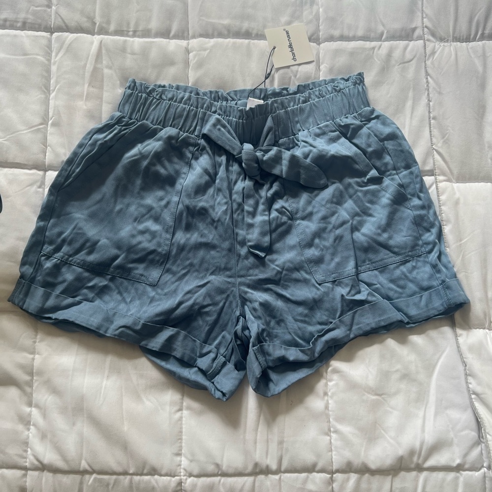 High waisted paper bag shorts